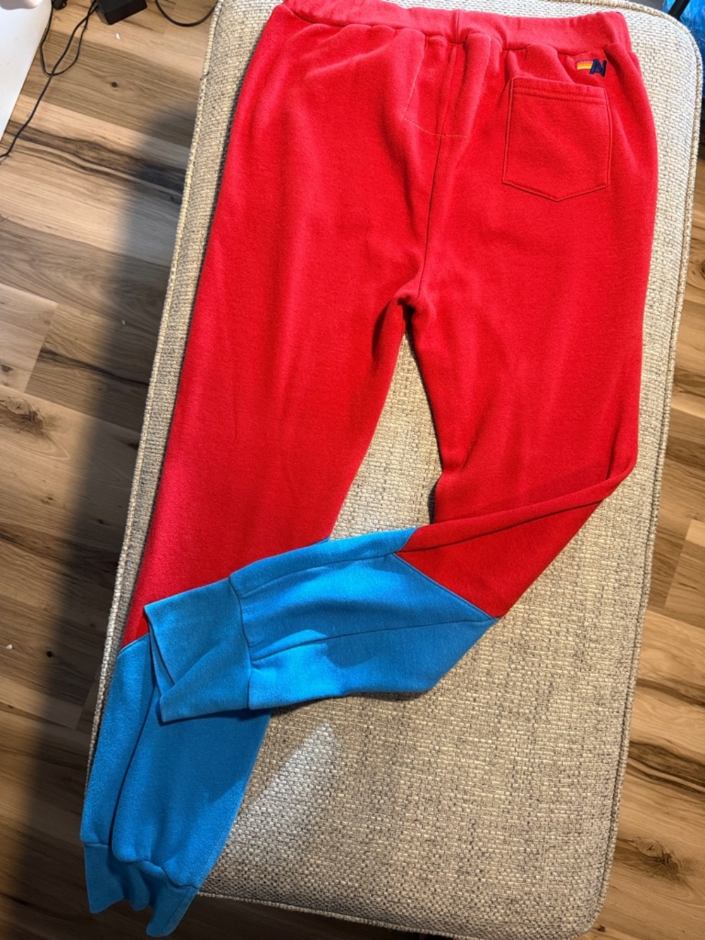 VTG Aviator Nation Glider Joggers Colorblock Cherry Dresden Blue Pockets XL